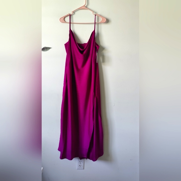 NWT DEX Fuschia  Berry Satin Slip Dress - Picture 4 of 10